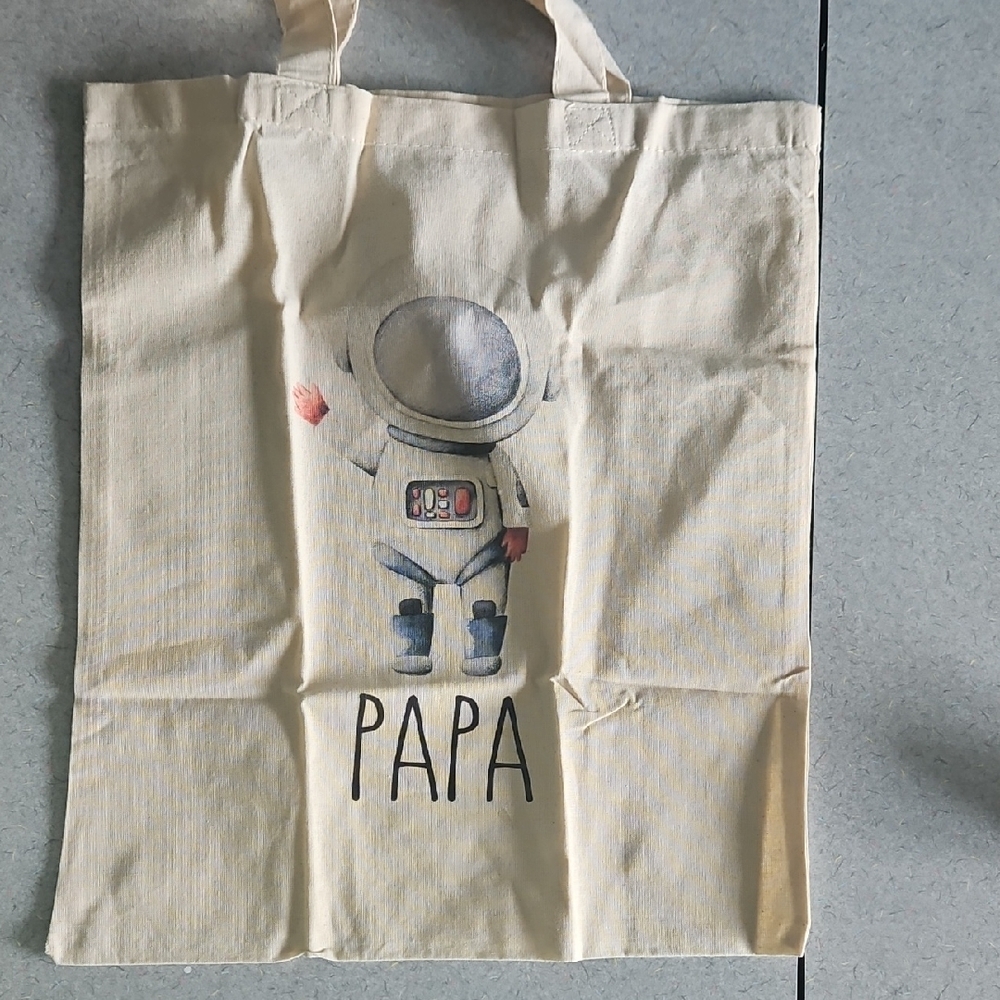 Cream Tote Bag with Astronaut Design